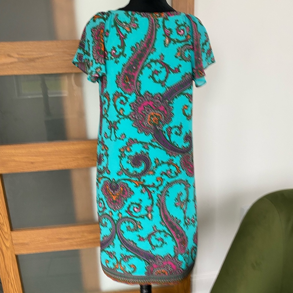 Nicole by Nicole Miller Paisley Turquoise and Purple Dress Sz 4